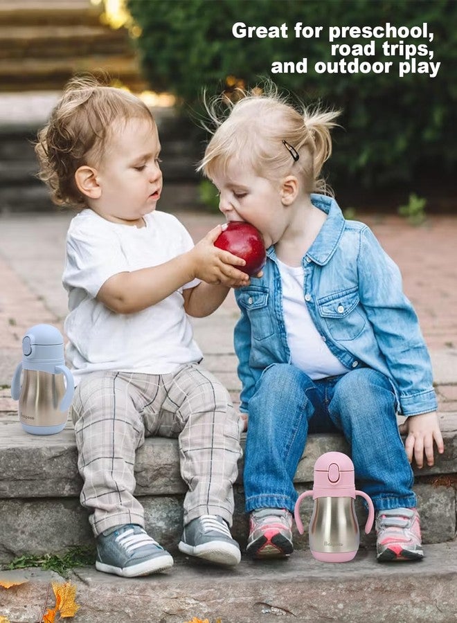 Bakpoco Stainless Steel Straw Sippy Cup for Toddlers 1-3 Years Old, Insulated Toddler Water Bottle Baby Training Tumbler with Handles, 8oz Kids Straw Cups for Travel, Daycare & At Home, Blue - Image 3